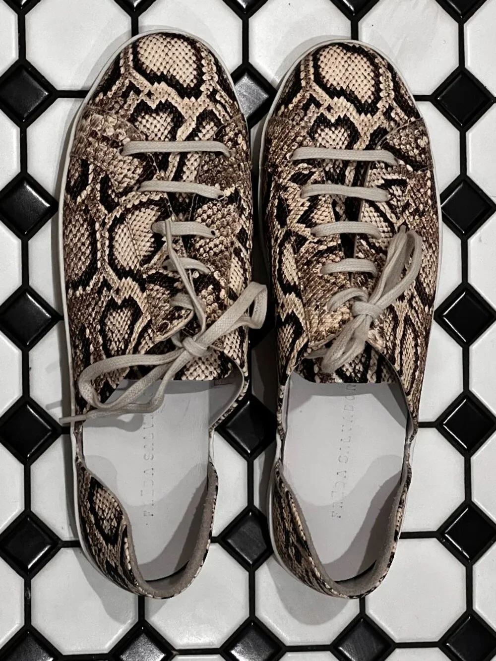 Freda Salvador Women's Eda Snake Print Leather d'Orsay Low Top Sneakers Size 11